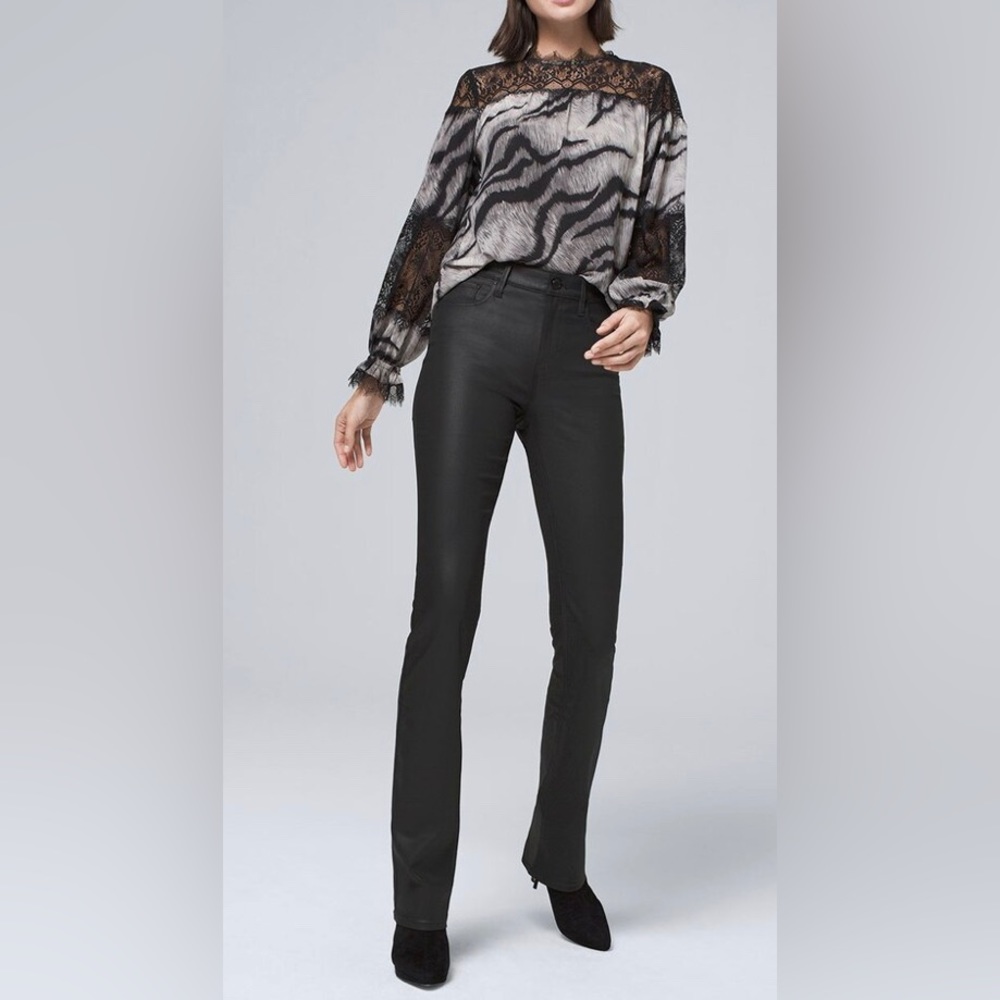 White House Black Market High Rise Coated Bootcut Jean, 10R, NWT